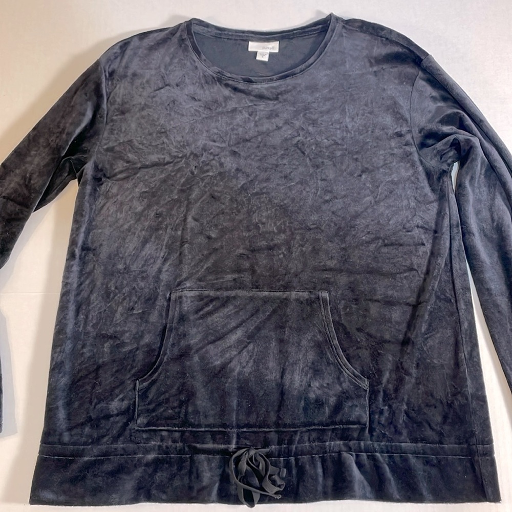Pure Jill J. Jill Velour Velvet Long Sleeve Kangaroo Pocket Shirt Women’s Size M